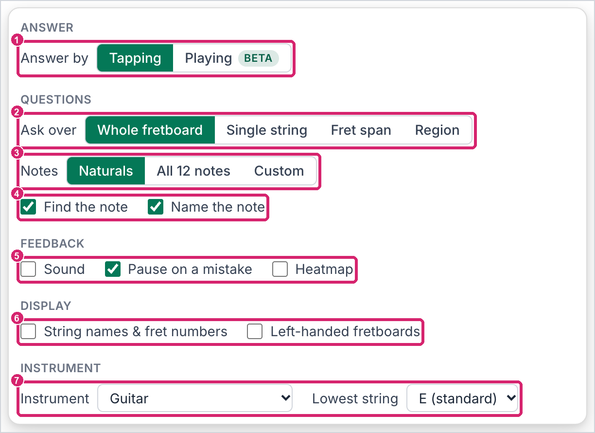 The Settings panel