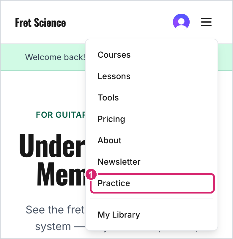 Practice link in the phone menu