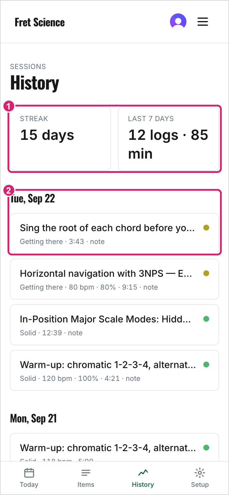 The History tab