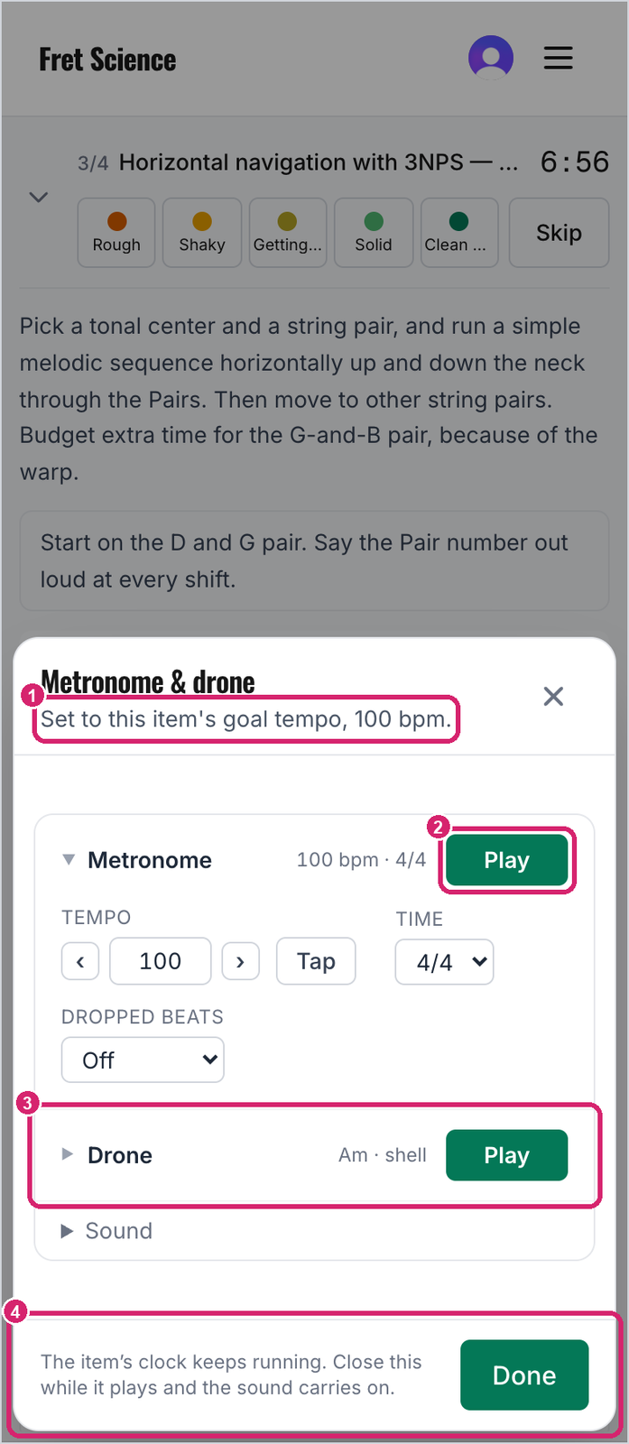 The metronome pop-up