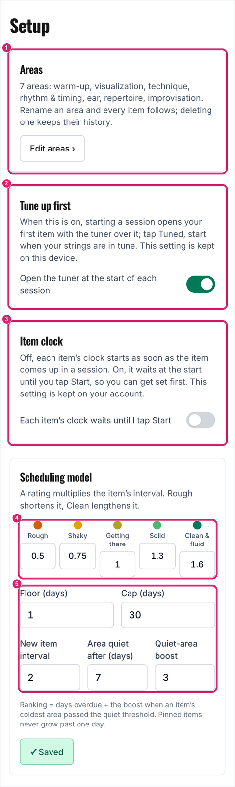 The Setup tab