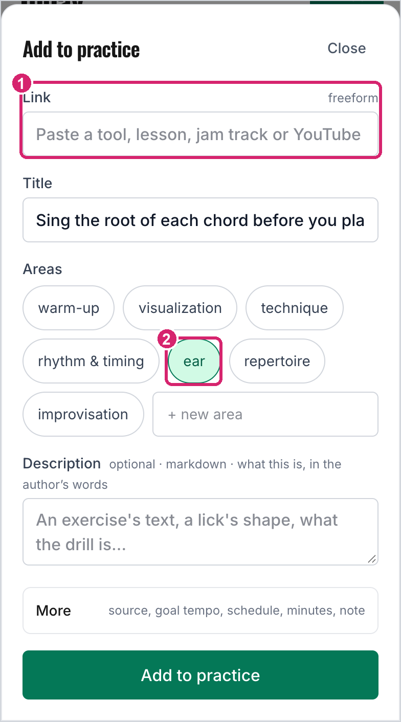 A freeform item with no link