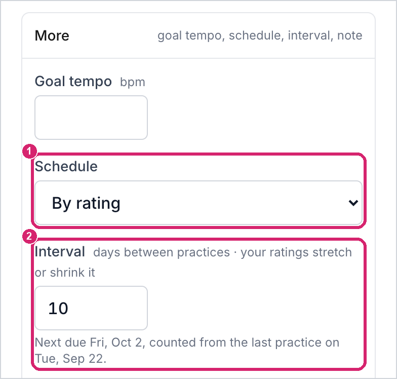 Setting an item's interval