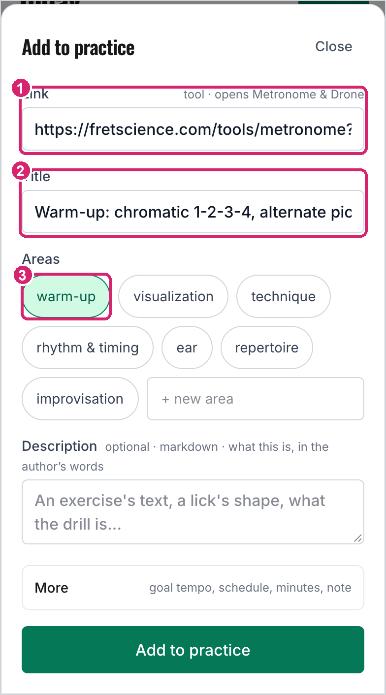 Pasting a metronome link