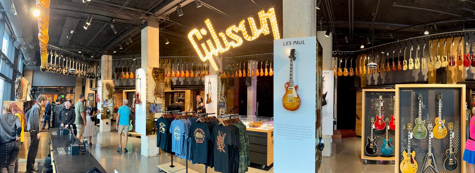 Les Pauls on a moving ceiling track at the Gibson Garage
